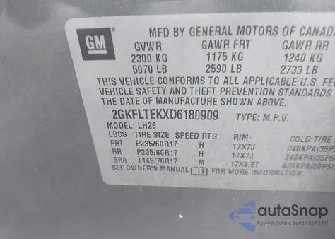 2013 GMC Terrain Sle-2 from USA, damaged, VIN 2GKFLTEKXD6180909